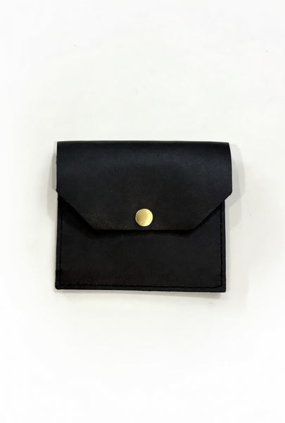 Black Leather Clutch Tract Holder Gold