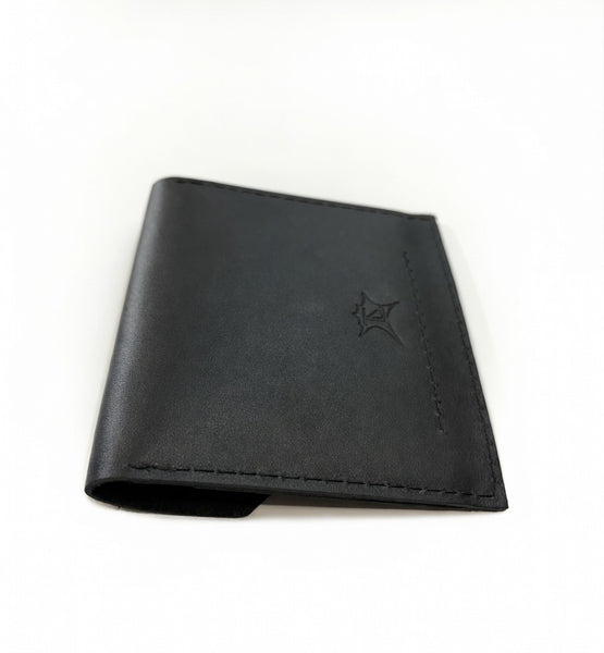 Black Leather Clutch Tract Holder Gold