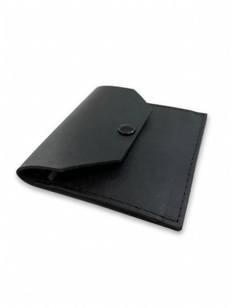 Black Leather Clutch Tract Holder Gunmetal