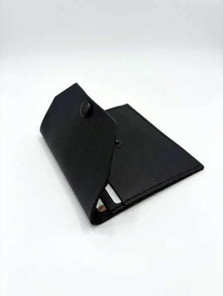 Black Leather Clutch Tract Holder Gunmetal